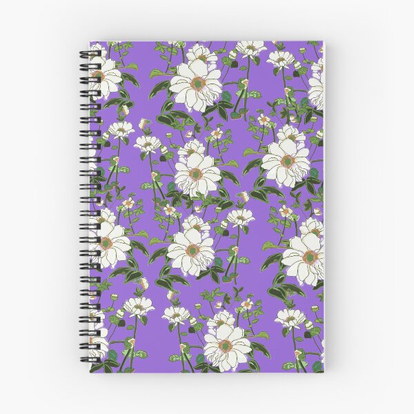 Item preview, Digital white flowers illustration on purple designed and sold by Yolanda Designs.