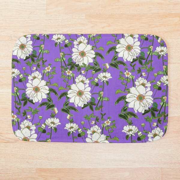 Item preview, Digital white flowers illustration on purple designed and sold by Yolanda Designs.