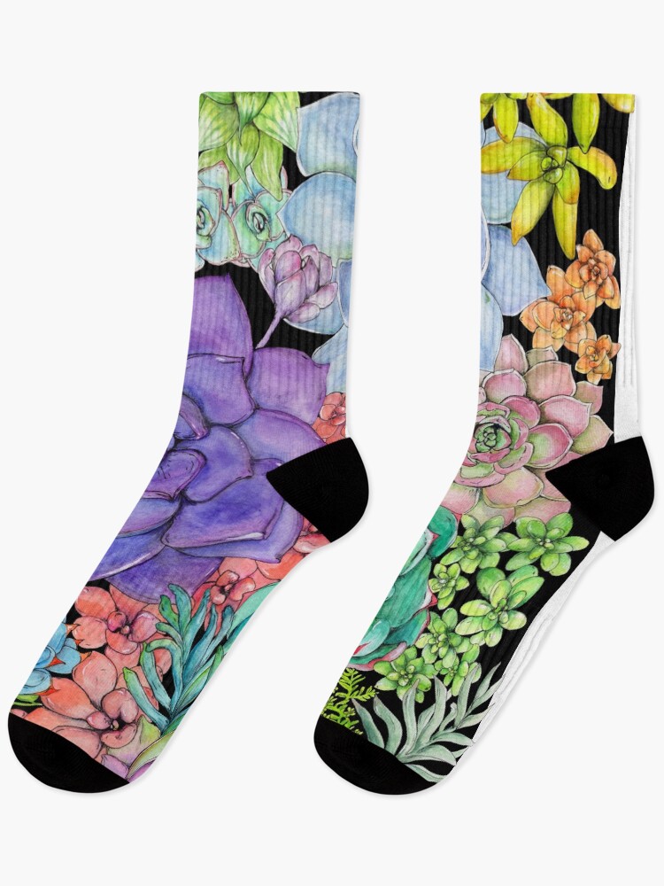 Thumbnail 1 of 5, Socks, Succulent Collage designed and sold by ShaunaMcc.