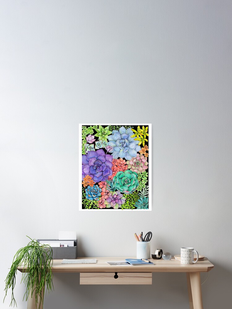 Thumbnail 2 of 3, Poster, Succulent Collage designed and sold by ShaunaMcc.