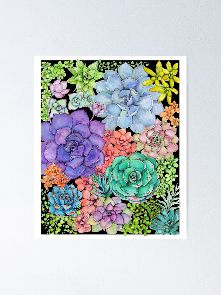 Thumbnail 1 of 3, Poster, Succulent Collage designed and sold by ShaunaMcc.