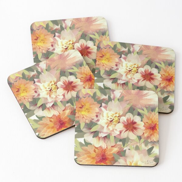 Item preview, Retro autumnal flower heads designed and sold by Daizi Rae.