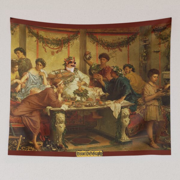 Item preview, corgi at a roman feast designed and sold by Historidography.