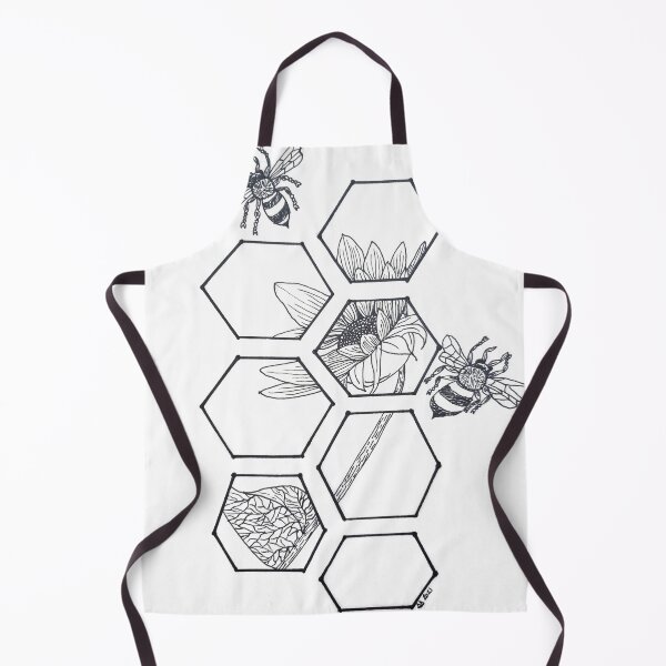 Item preview, Geometric Honeycomb Sunflower and Bees Drawing designed and sold by SoniasArtwork.