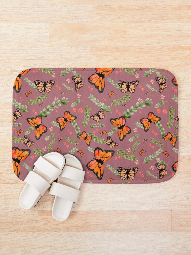 Thumbnail 1 of 6, Bath Mat, Butterflies - Rapport designed and sold by ArteriabyJudith.