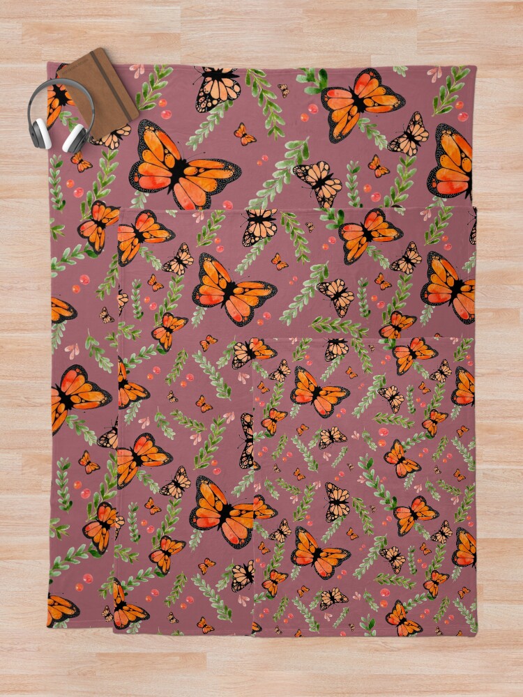 Thumbnail 5 of 6, Throw Blanket, Butterflies - Rapport designed and sold by ArteriabyJudith.