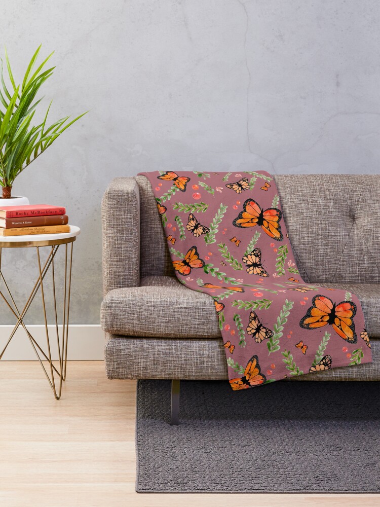 Thumbnail 2 of 6, Throw Blanket, Butterflies - Rapport designed and sold by ArteriabyJudith.