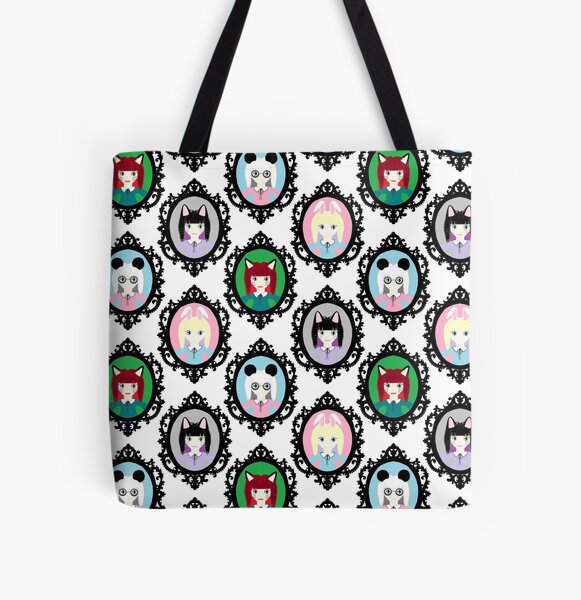 Kawaii Cosplay Girl - Bunny, Fox, Panda & Cat All Over Print Tote Bag