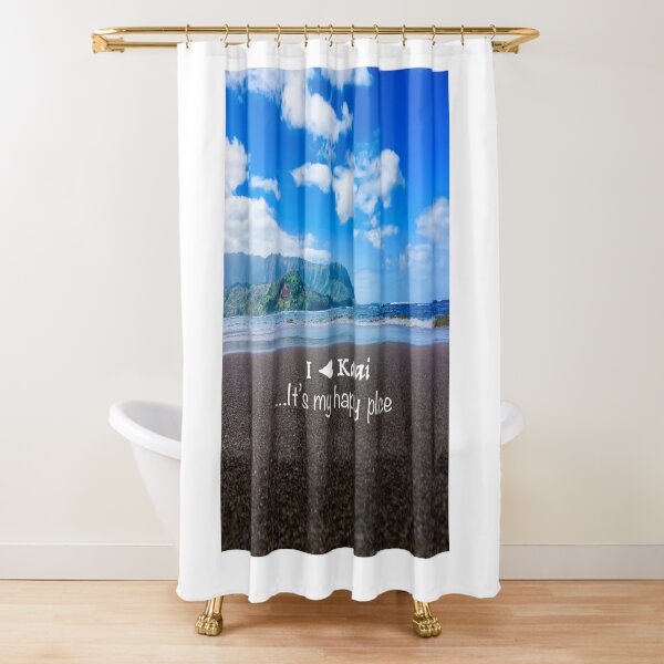 I <3 Kauai ...It's my happy place Shower Curtain