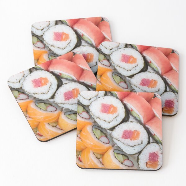 Item preview, Sushi rolls with salmon and tuna , close up shot designed and sold by svetlanna.