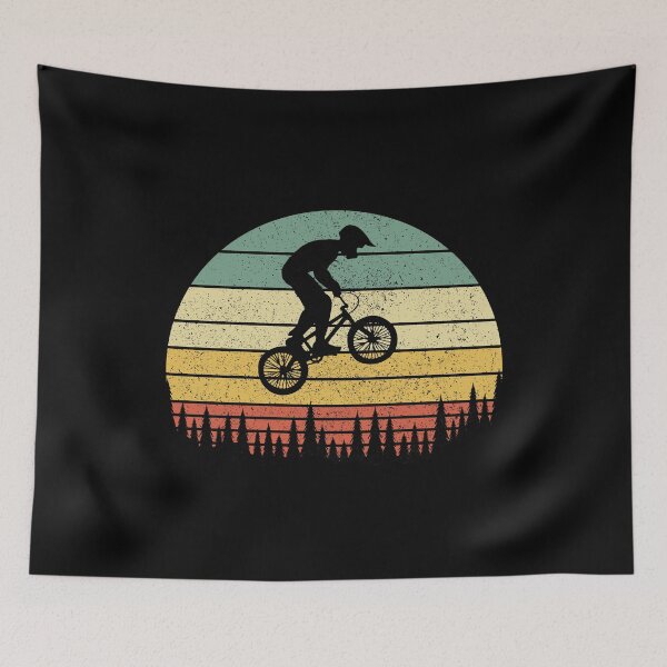 Item preview, BMX Bike Boy Jumping Over Trees at Sunset designed and sold by Labradoodlesetc.