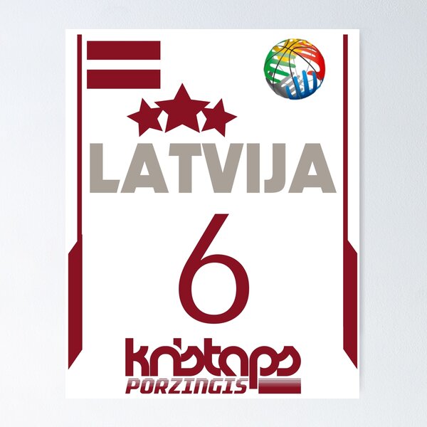 Item preview, Kristaps Porzingis Retro Latvia Euro Style Basketball Design designed and sold by acquiesce13.