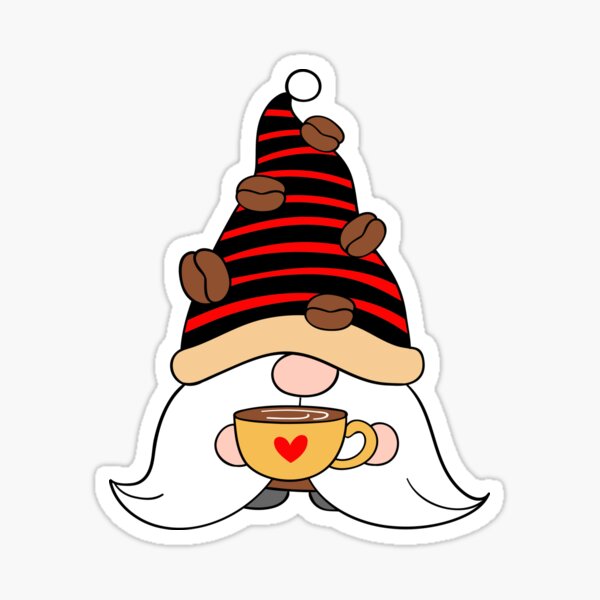 "Coffee Bean Hat Coffee Drinking Gnome, RBSSP" Sticker for Sale by