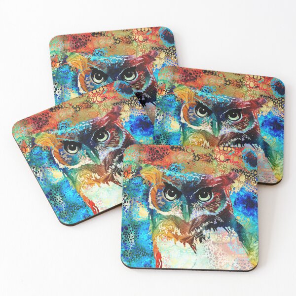 Item preview, Bright Colorful Owl Art by Abstract Artist Sharon Cummings designed and sold by Sharon Cummings Art.