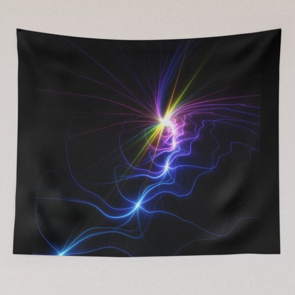 Item preview, Beautiful Abstract Pattern Of Colored Smooth Lines On A Black Background designed and sold by tatkhagata.