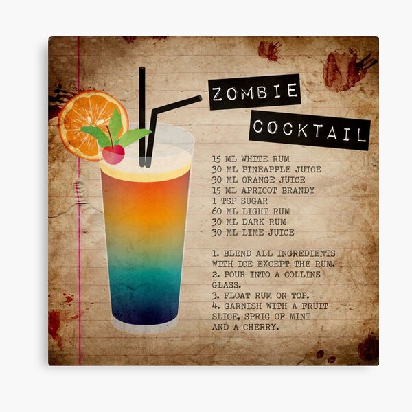 Zombie Cocktail Recipe Canvas Print