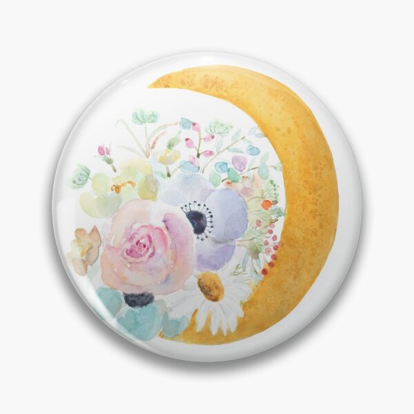 Item preview, Arreglo floral y lunar pintado a mano en acuarela designed and sold by SelenePaintings .