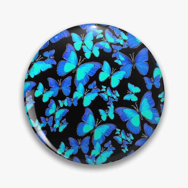 Item preview, BLUE BUTTERFLY PATTERNS  ABSTRACT BLACK ART designed and sold by sharlesart.