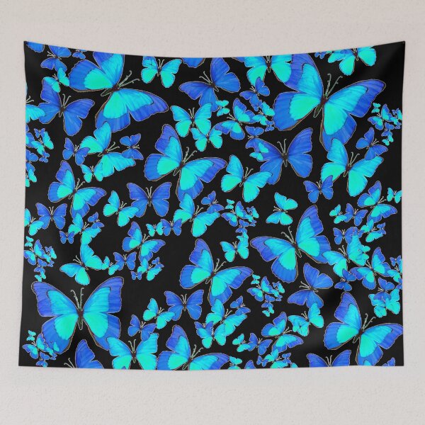 Item preview, BLUE BUTTERFLY PATTERNS  ABSTRACT BLACK ART designed and sold by sharlesart.