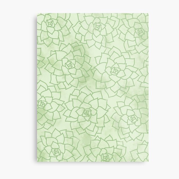 Succulents Plants Green Pattern Metal Print