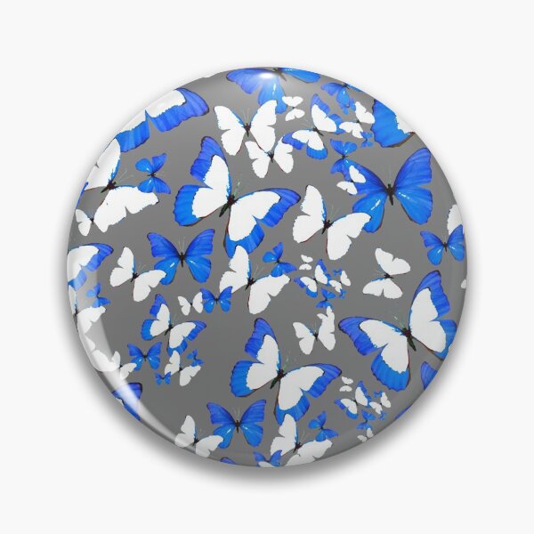 Item preview, BLUE-WHITE ABSTRACT BUTTERFLIES PATTERN  GREY ART designed and sold by sharlesart.