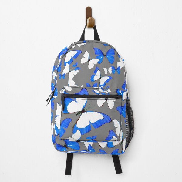 Item preview, BLUE-WHITE ABSTRACT BUTTERFLIES PATTERN GREY ART designed and sold by sharlesart.