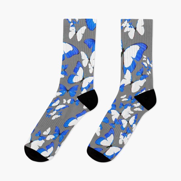 Item preview, BLUE-WHITE ABSTRACT BUTTERFLIES PATTERN  GREY ART designed and sold by sharlesart.
