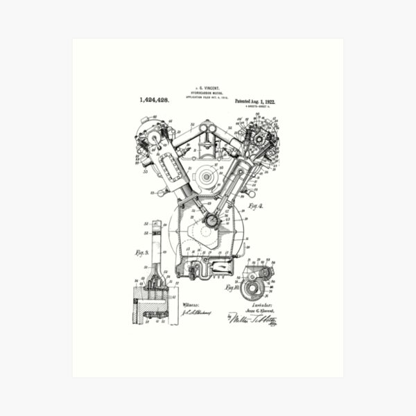 Item preview, Internal Combustion Engine Technical Patent Drawing designed and sold by RustyForks.