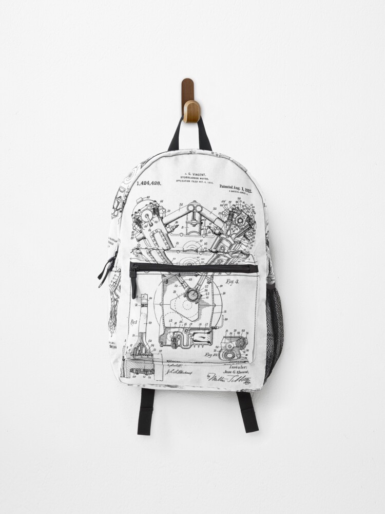 Thumbnail 1 of 3, Backpack, Internal Combustion Engine Technical Patent Drawing designed and sold by RustyForks.