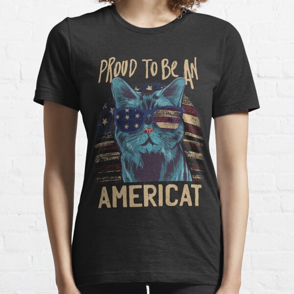 Cat US Flag Sunglasses Proud To Be An Americat Vintage  Essential T-Shirt