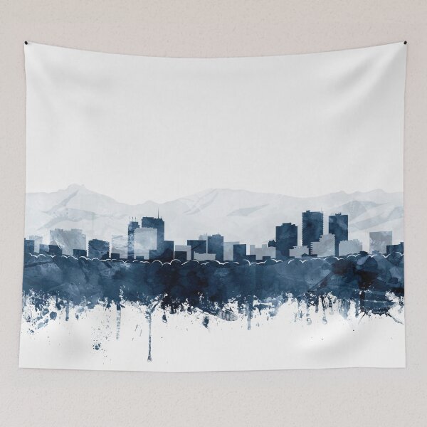 Item preview,  Anchorage Skyline Watercolor Navy Blue by Zouzounio Art designed and sold by zouzounioart.