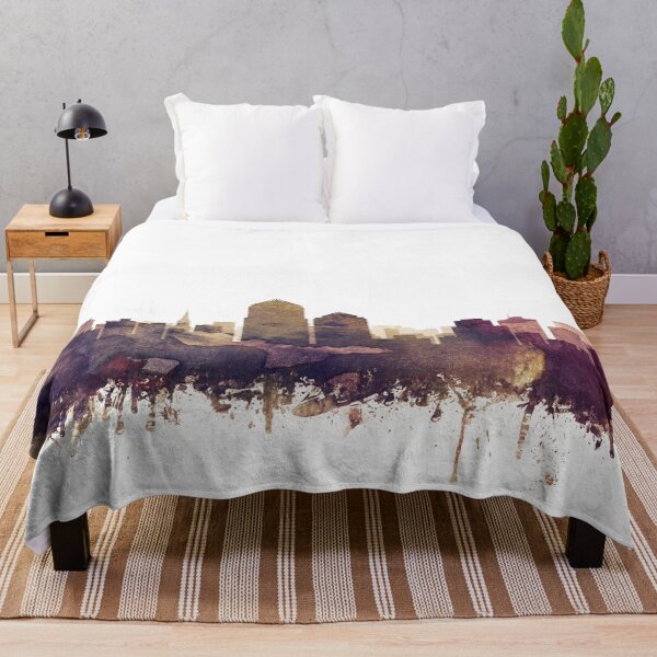 Item preview, Albuquerque Skyline Watercolor Orange Purple by Zouzounio Art designed and sold by zouzounioart.