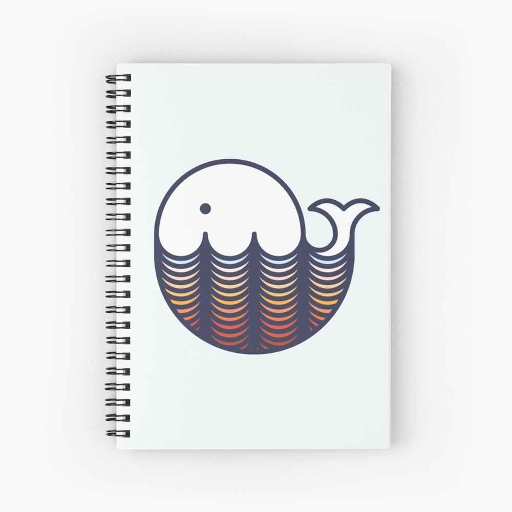 Whale in sunset waves Spiral Notebook