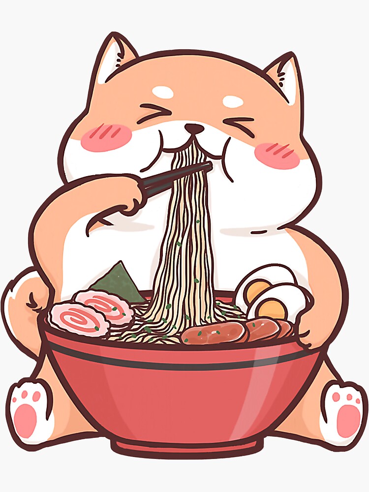 Kawaii Anime Shiba Inu Dog Eating