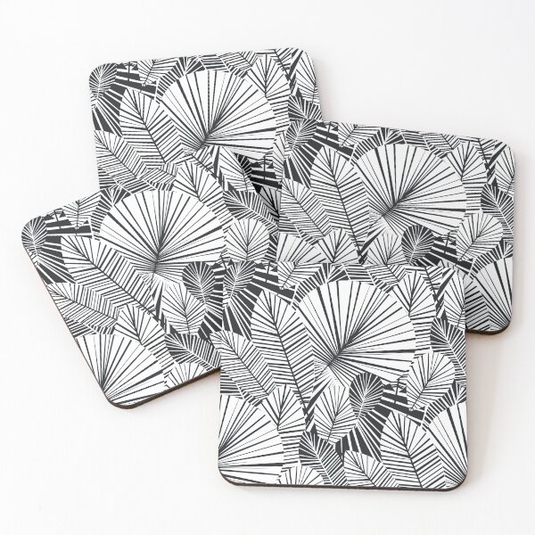 Item preview, Black and White Tropical palm leaves seamless pattern, white comforter with black lines designed and sold by graphic-genie.