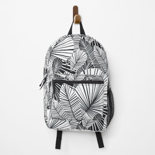 Item preview, Black and White Tropical palm leaves seamless pattern, white comforter with black lines designed and sold by graphic-genie.