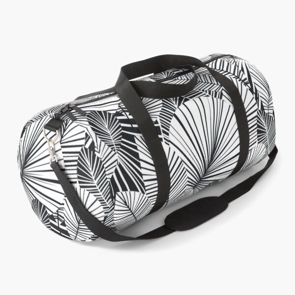 Item preview, Black and White Tropical palm leaves seamless pattern, white comforter with black lines designed and sold by graphic-genie.