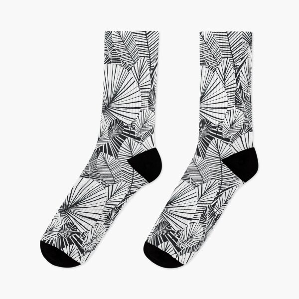 Item preview, Black and White Tropical palm leaves seamless pattern, white comforter with black lines designed and sold by graphic-genie.