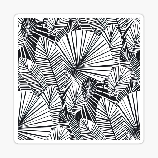 Item preview, Black and White Tropical palm leaves seamless pattern, white comforter with black lines designed and sold by graphic-genie.