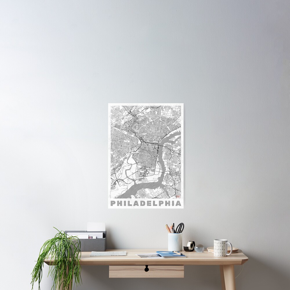 Philadelphia City Map Line Poster