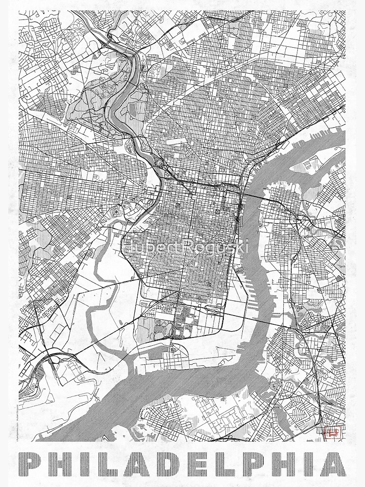 Philadelphia City Map Line by HubertRoguski