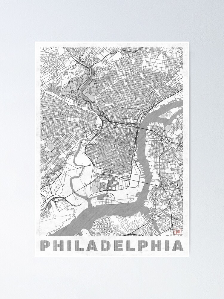 Alternate view of Philadelphia City Map Line Poster