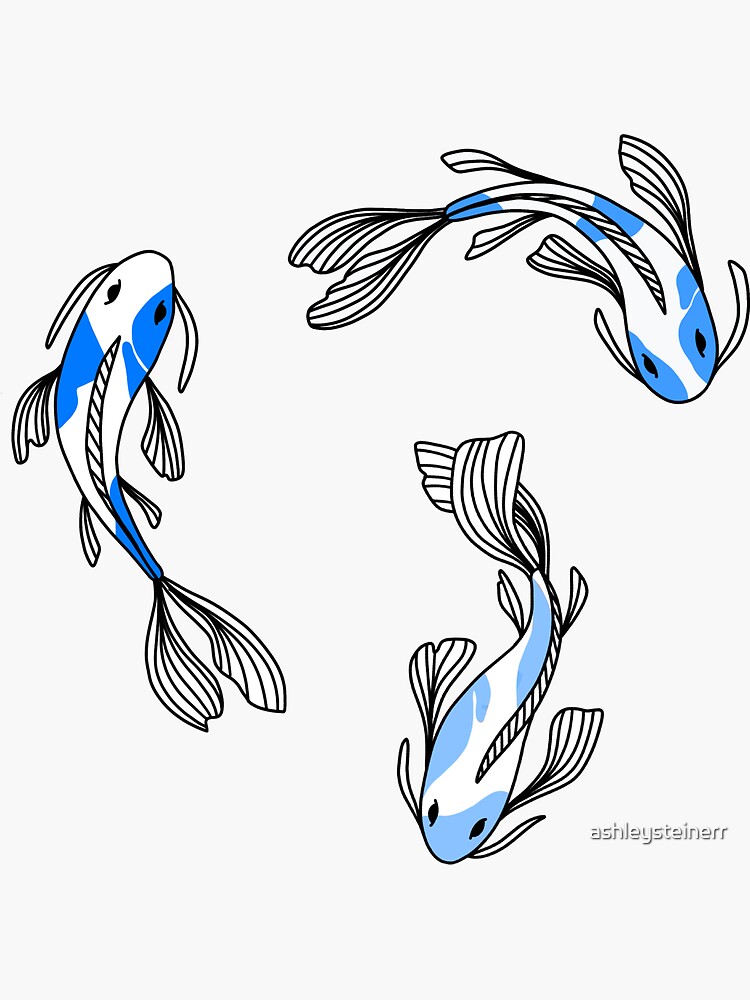 Thumbnail 3 of 3, Sticker, Blue Koi Fish Stickers designed and sold by ashleysteinerr.