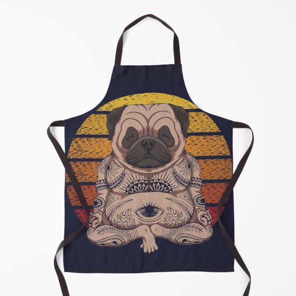 Item preview, Yoga Pug Dog Sunset Retro Illustration designed and sold by Peekonet.
