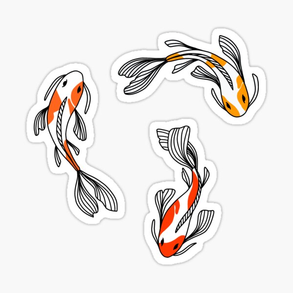 Koi Fish Stickers Shades of Orange  Sticker
