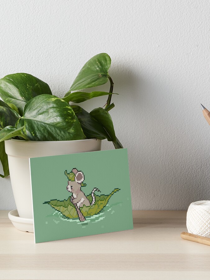 Mouse and leaf boat | Art Board Print