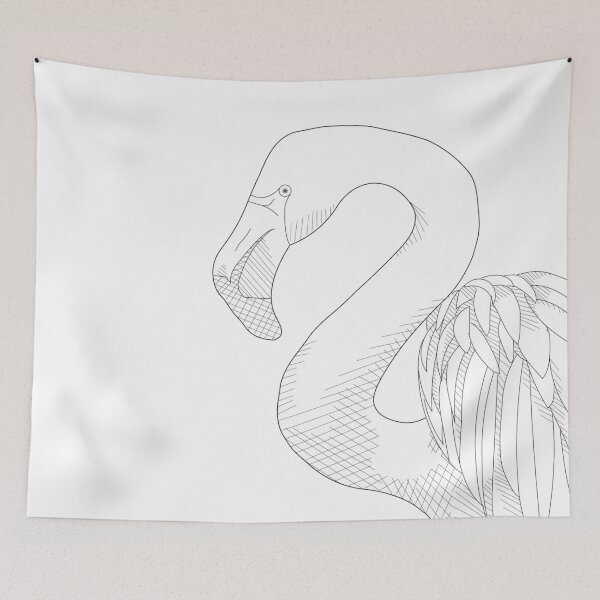 Item preview, Flamingo Bird Black Line Drawing designed and sold by KsbAesthetics.