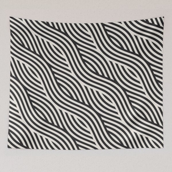Item preview, Abstract geometric pattern with wavy Black and White lines, white comforter with black lines designed and sold by graphic-genie.