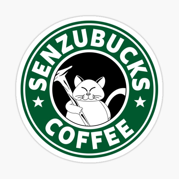 jeweils eine Tasse und eine Sensubohne. Sticker