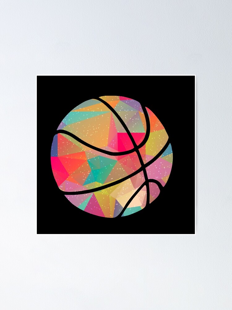 "Geometric Basketball Shape Low Poly Basketball Gift" Poster by